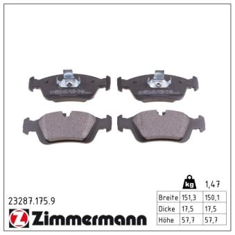 Jeu de 4 plaquettes de frein avant ZIMMERMANN OEM 34111160532