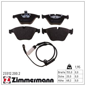 Jeu de 4 plaquettes de frein avant ZIMMERMANN OEM 34116763089