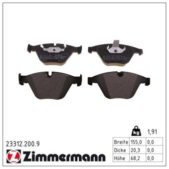 Jeu de 4 plaquettes de frein avant ZIMMERMANN OEM 34116763089