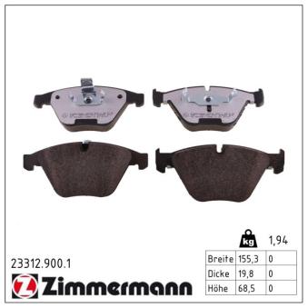 Jeu de 4 plaquettes de frein avant ZIMMERMANN OEM 34116763089