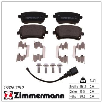 Jeu de 4 plaquettes de frein arrière ZIMMERMANN OEM 7E0698451A