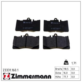 Jeu de 4 plaquettes de frein avant ZIMMERMANN [23331.160.1]