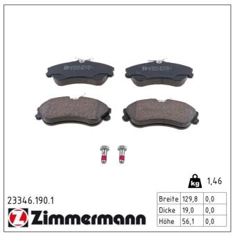 Jeu de 4 plaquettes de frein avant ZIMMERMANN OEM 425333