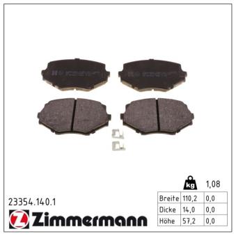 Jeu de 4 plaquettes de frein avant ZIMMERMANN OEM NAY53328Z
