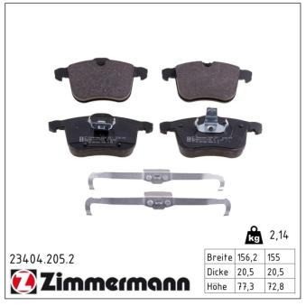 Jeu de 4 plaquettes de frein avant ZIMMERMANN OEM 1605079