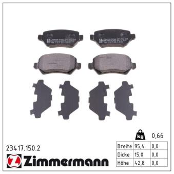 Jeu de 4 plaquettes de frein arrière ZIMMERMANN OEM 93179164 Jeu de 4 plaquettes de frein arrière ZIMMERMANN OEM 93179164