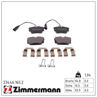 Jeu de 4 plaquettes de frein arrière ZIMMERMANN OEM 7m3698451d