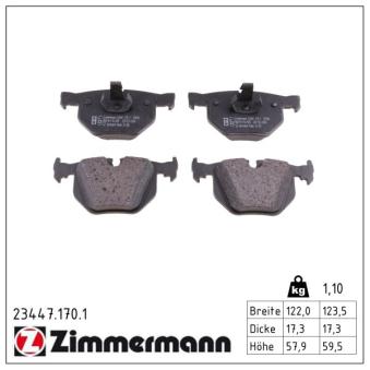 Jeu de 4 plaquettes de frein arrière ZIMMERMANN OEM 34212413040 Jeu de 4 plaquettes de frein arrière ZIMMERMANN OEM 34212413040