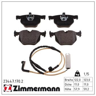 Jeu de 4 plaquettes de frein arrière ZIMMERMANN OEM 34216761285 Jeu de 4 plaquettes de frein arrière ZIMMERMANN OEM 34216761285