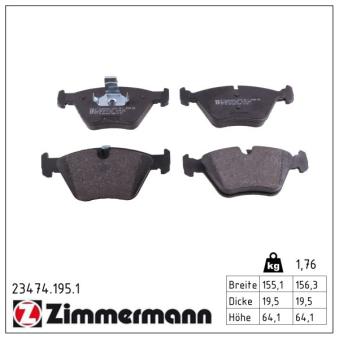 Jeu de 4 plaquettes de frein avant ZIMMERMANN 23474.195.1 pour BMW Série 3 M3 3.0 - 286cv