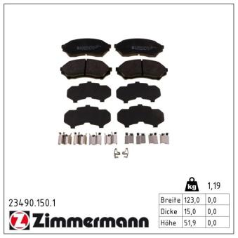 Jeu de 4 plaquettes de frein avant ZIMMERMANN OEM A15019K2