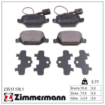 Jeu de 4 plaquettes de frein arrière ZIMMERMANN OEM 77365752