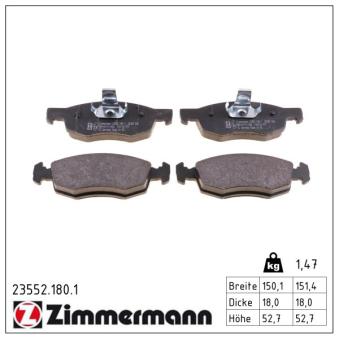 Jeu de 4 plaquettes de frein avant ZIMMERMANN OEM 77362205