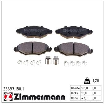 Jeu de 4 plaquettes de frein avant ZIMMERMANN OEM 425212