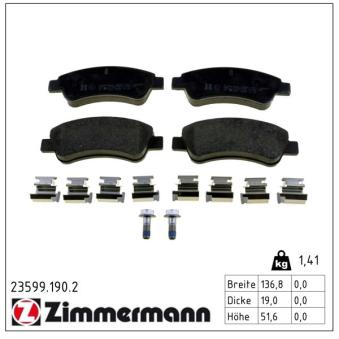 Jeu de 4 plaquettes de frein avant ZIMMERMANN OEM 425276 Jeu de 4 plaquettes de frein avant ZIMMERMANN OEM 425276