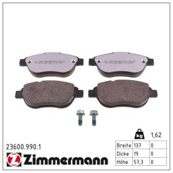 Jeu de 4 plaquettes de frein avant ZIMMERMANN OEM BS33501012 Jeu de 4 plaquettes de frein avant ZIMMERMANN OEM BS33501012