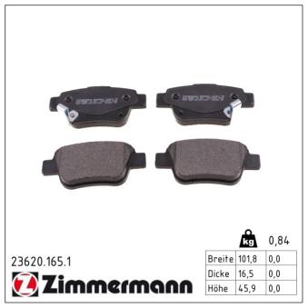 Jeu de 4 plaquettes de frein arrière ZIMMERMANN OEM 0446605010