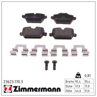 Jeu de 4 plaquettes de frein arrière ZIMMERMANN OEM 34216774417 Jeu de 4 plaquettes de frein arrière ZIMMERMANN OEM 34216774417
