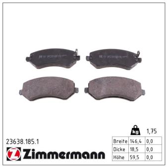 Jeu de 4 plaquettes de frein avant ZIMMERMANN OEM 05066427AA