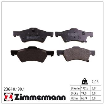 Jeu de 4 plaquettes de frein avant ZIMMERMANN OEM 5019804AA
