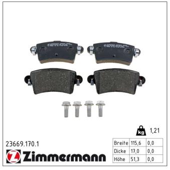 Jeu de 4 plaquettes de frein arrière ZIMMERMANN OEM 93173182 Jeu de 4 plaquettes de frein arrière ZIMMERMANN OEM 93173182