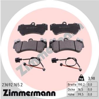 Jeu de 4 plaquettes de frein avant ZIMMERMANN OEM 95535193904