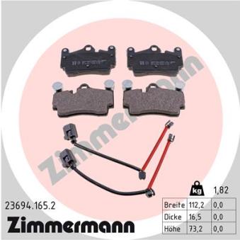Jeu de 4 plaquettes de frein arrière ZIMMERMANN OEM 95535293905 Jeu de 4 plaquettes de frein arrière ZIMMERMANN OEM 95535293905