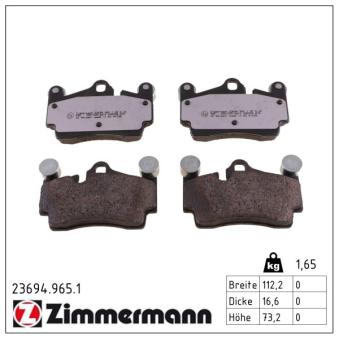 Jeu de 4 plaquettes de frein arrière ZIMMERMANN OEM 95535293905 Jeu de 4 plaquettes de frein arrière ZIMMERMANN OEM 95535293905