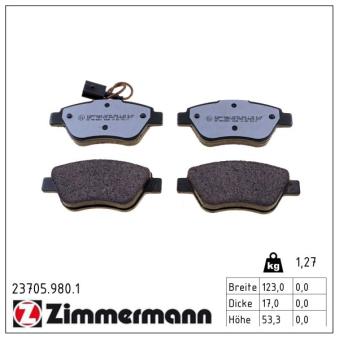 Jeu de 4 plaquettes de frein avant ZIMMERMANN OEM 77364517