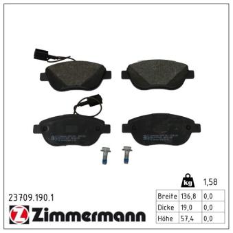 Jeu de 4 plaquettes de frein avant ZIMMERMANN OEM 71770116