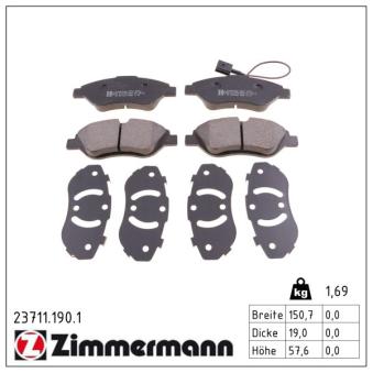 Jeu de 4 plaquettes de frein avant ZIMMERMANN OEM 77362196