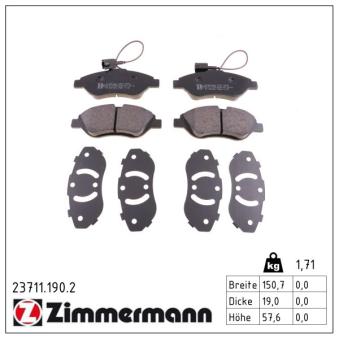 Jeu de 4 plaquettes de frein avant ZIMMERMANN OEM 77365808