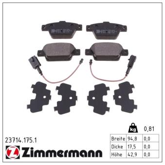 Jeu de 4 plaquettes de frein arrière ZIMMERMANN OEM 77365809