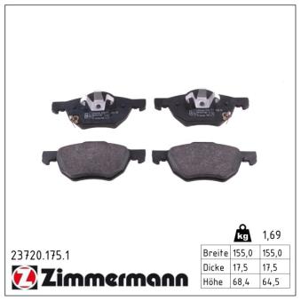 Jeu de 4 plaquettes de frein avant ZIMMERMANN OEM 45022SEAE01