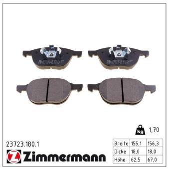 Jeu de 4 plaquettes de frein avant ZIMMERMANN OEM C2Y33323ZB