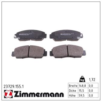 Jeu de 4 plaquettes de frein avant ZIMMERMANN OEM 45022S7AE00