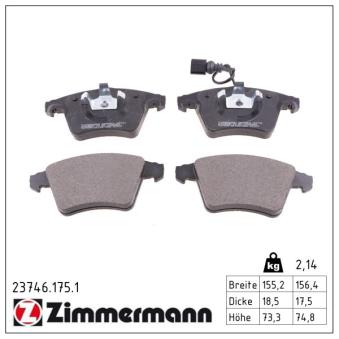 Jeu de 4 plaquettes de frein avant ZIMMERMANN OEM JZW698151Q Jeu de 4 plaquettes de frein avant ZIMMERMANN OEM JZW698151Q