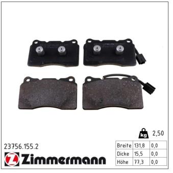 Jeu de 4 plaquettes de frein avant ZIMMERMANN OEM 77365490