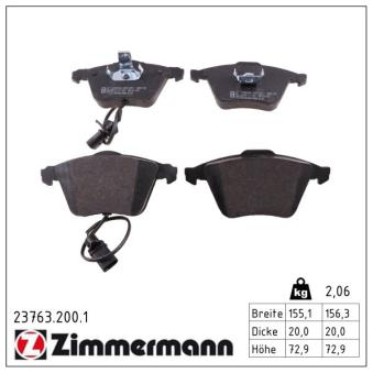 Jeu de 4 plaquettes de frein avant ZIMMERMANN OEM 4F0698151D Jeu de 4 plaquettes de frein avant ZIMMERMANN OEM 4F0698151D