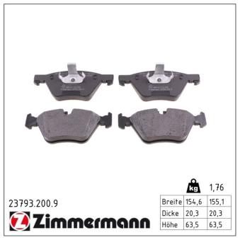 Jeu de 4 plaquettes de frein avant ZIMMERMANN OEM 34112339268