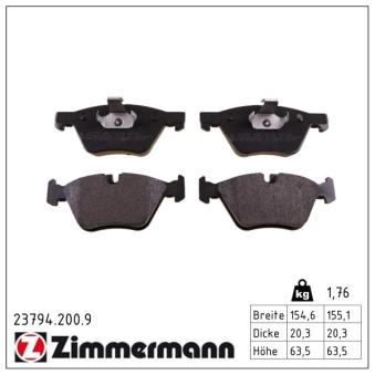 Jeu de 4 plaquettes de frein avant ZIMMERMANN OEM 34112288878