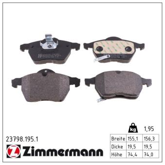 Jeu de 4 plaquettes de frein avant ZIMMERMANN OEM 9195064 Jeu de 4 plaquettes de frein avant ZIMMERMANN OEM 9195064