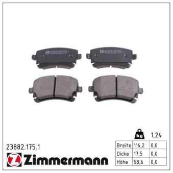 Jeu de 4 plaquettes de frein arrière ZIMMERMANN OEM 3w0698451b