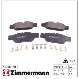 Jeu de 4 plaquettes de frein avant ZIMMERMANN OEM C2C20686