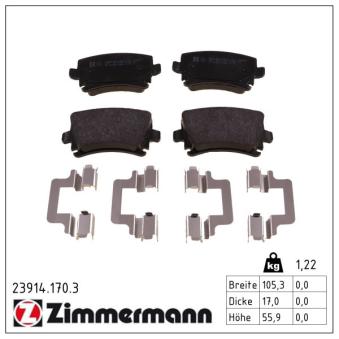 Jeu de 4 plaquettes de frein arrière ZIMMERMANN OEM 3C0698451B