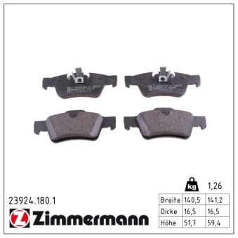 Jeu de 4 plaquettes de frein arrière ZIMMERMANN OEM 1644201920