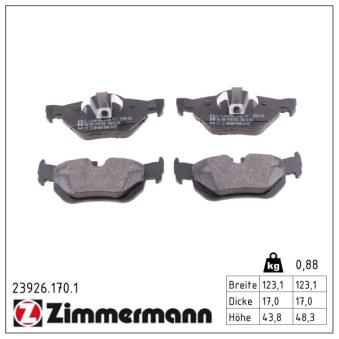 Jeu de 4 plaquettes de frein arrière ZIMMERMANN OEM 34216767148