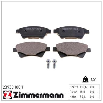 Jeu de 4 plaquettes de frein avant ZIMMERMANN OEM 7701207672