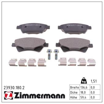 Jeu de 4 plaquettes de frein avant ZIMMERMANN OEM 7701207672