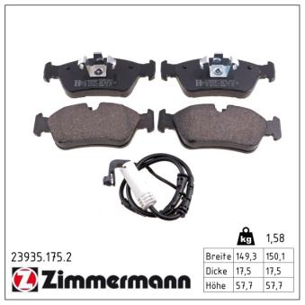 Jeu de 4 plaquettes de frein avant ZIMMERMANN OEM 34116767147